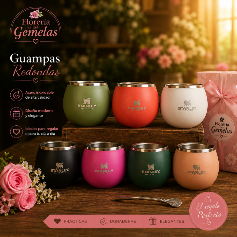 Guampas Redondas Premium de Acero Inoxidable