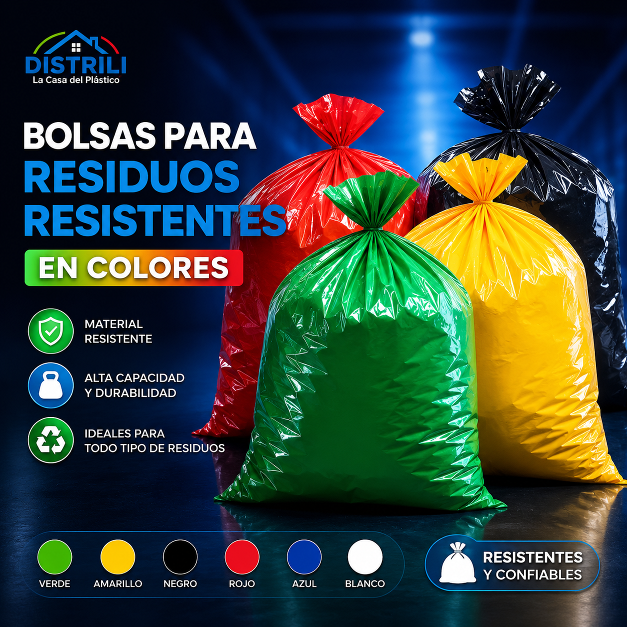 Bolsas para Residuos Resistentes en Colores – Calidad y Durabilidad
