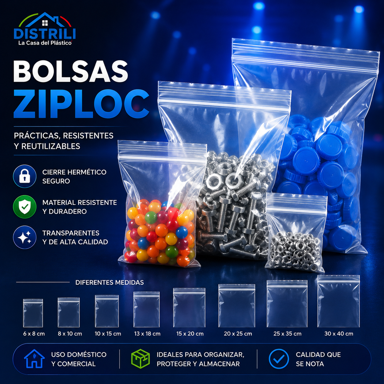 Bolsas Ziploc Transparentes – Prácticas, Resistentes y Reutilizables