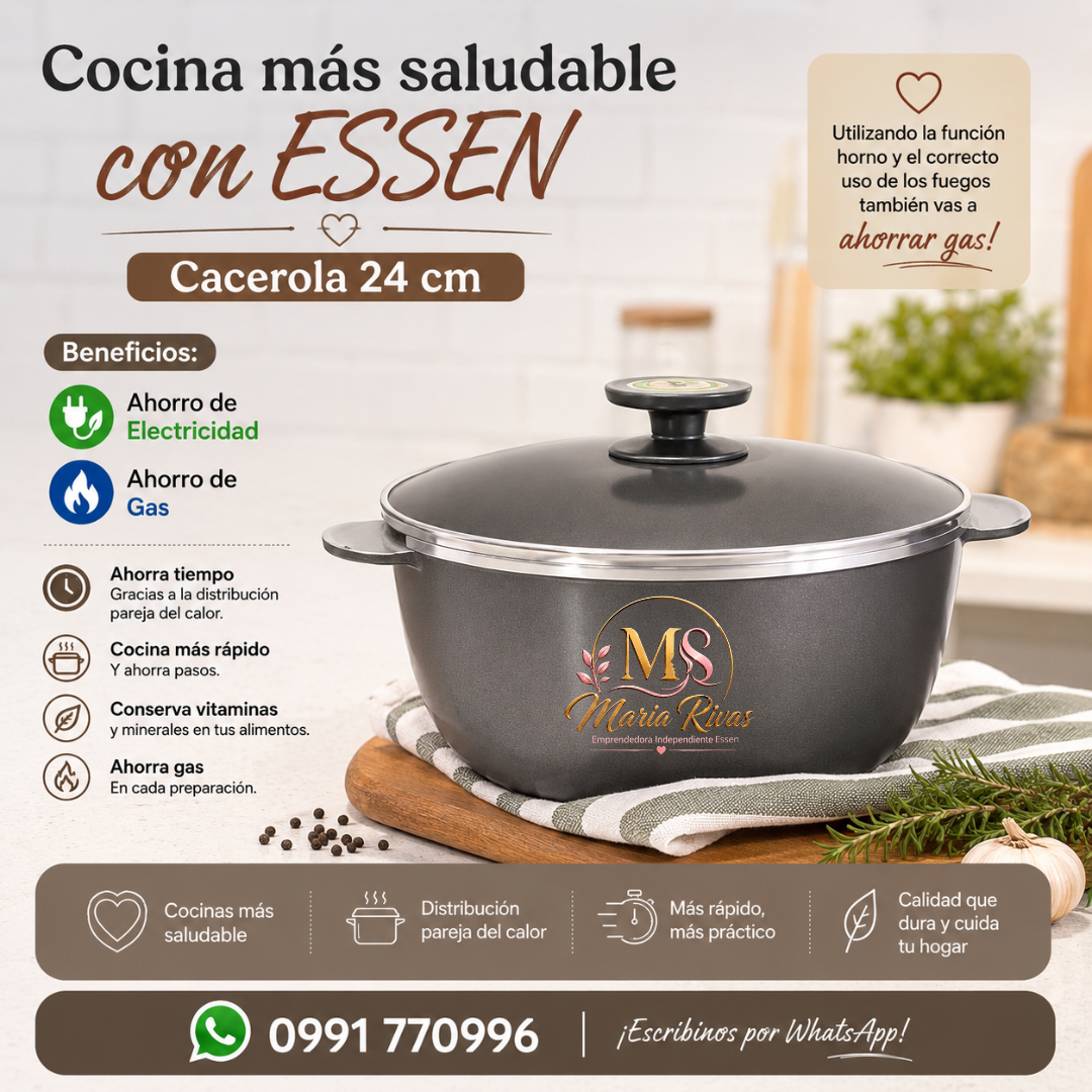 Cocina Más Saludable con Essen – Cacerola 24 cm