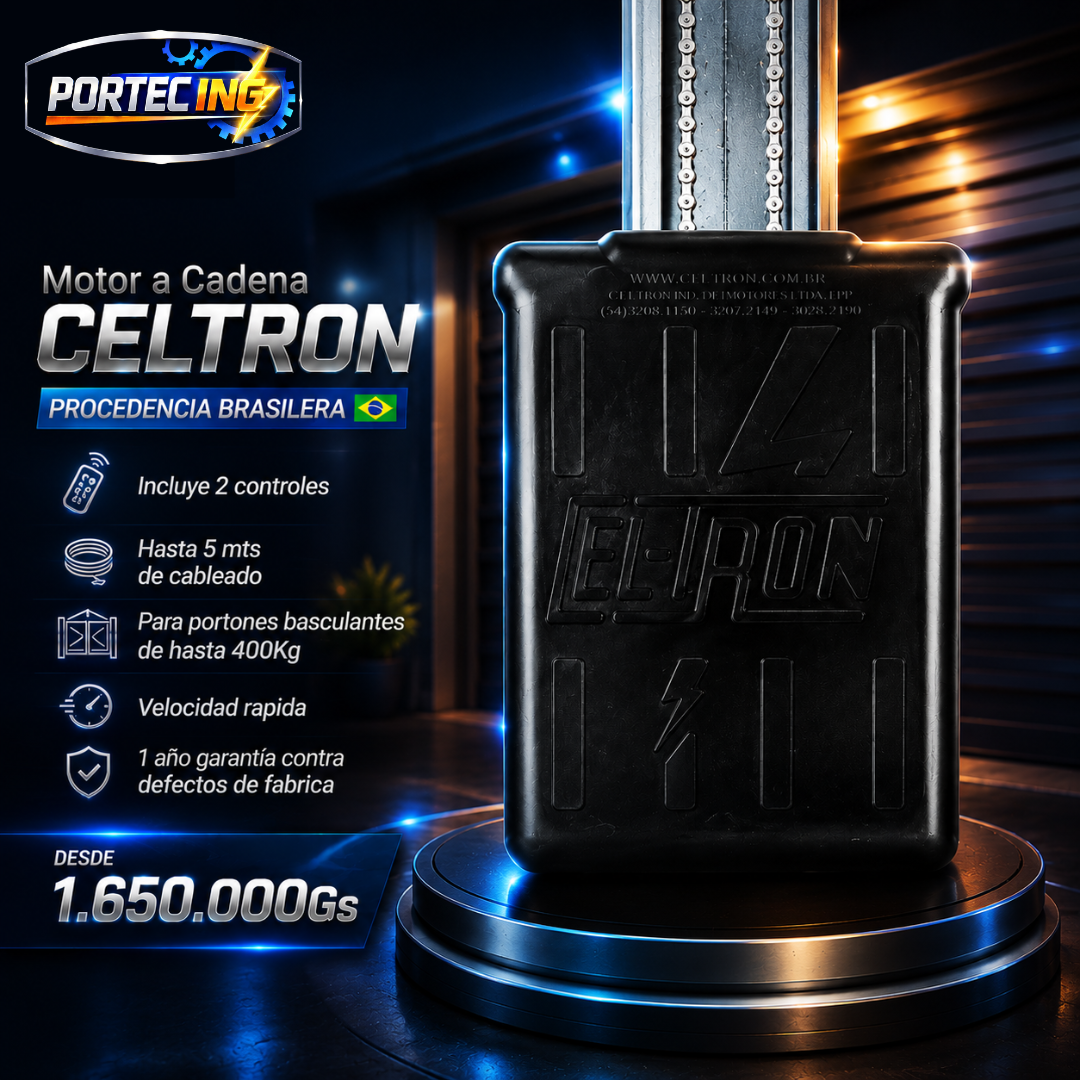 🔗 Motor a Cadena Celtron | Potencia Brasileña para Portones Basculantes