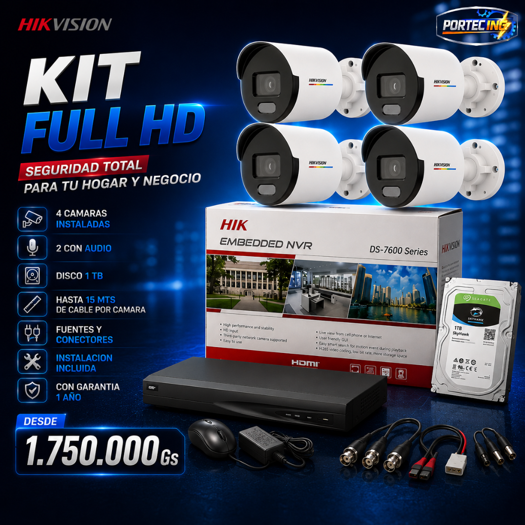 🎥 Kit Hikvision Full HD | Seguridad Completa para tu Hogar y Negocio