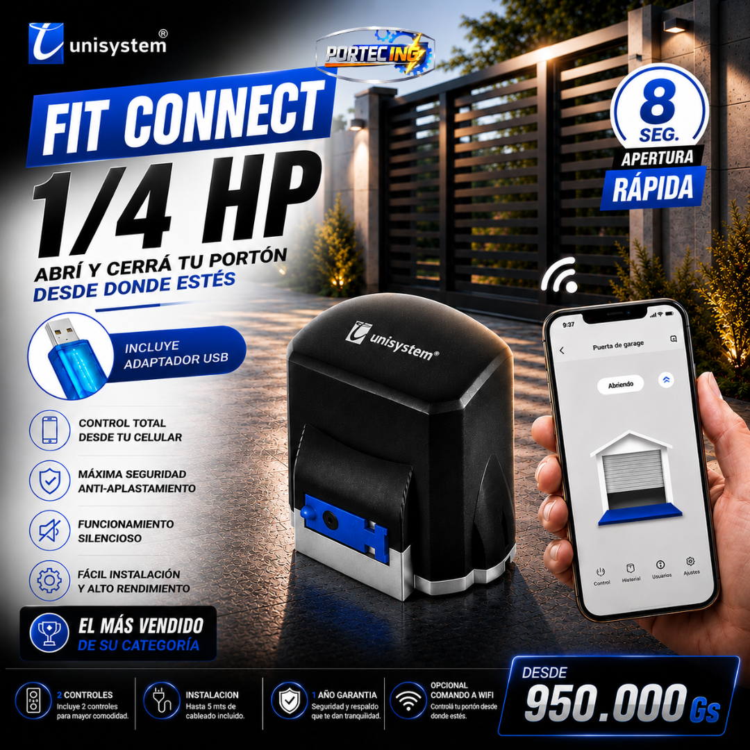 🚪⚡ Motor Unisystem Fit Connect 1/4 HP | Abrí y Cerrá tu Portón Desde Donde Estés