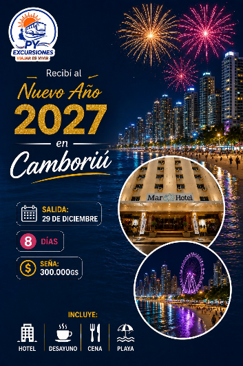 🎆🌴 ¡Recibí el Año Nuevo 2027 en Camboriú! 🥂