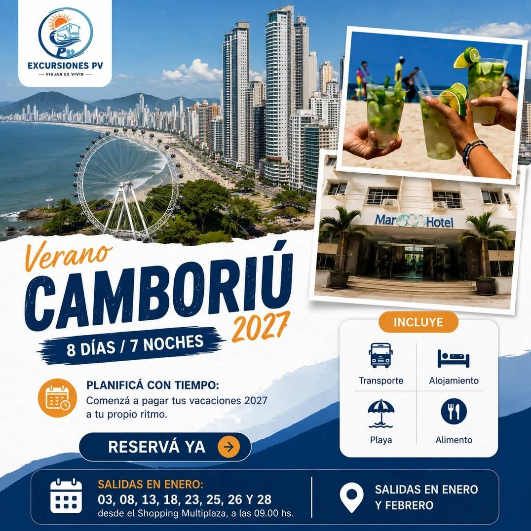 🌴☀️ ¡Verano 2027 en Camboriú! 8 Días y 7 Noches de Playa, Relax y Diversión 🚌