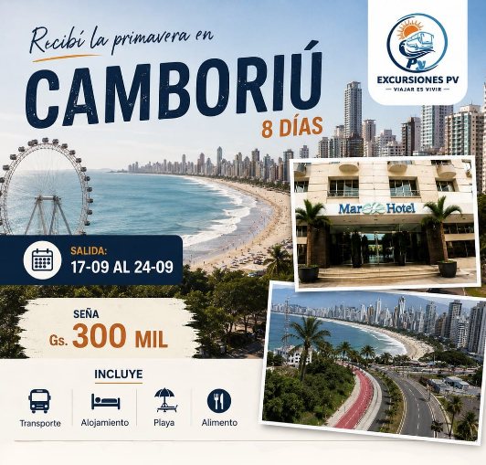 🌸🌴 ¡Recibí la Primavera en Camboriú! 8 Días de Sol, Playa y Diversión 🚌