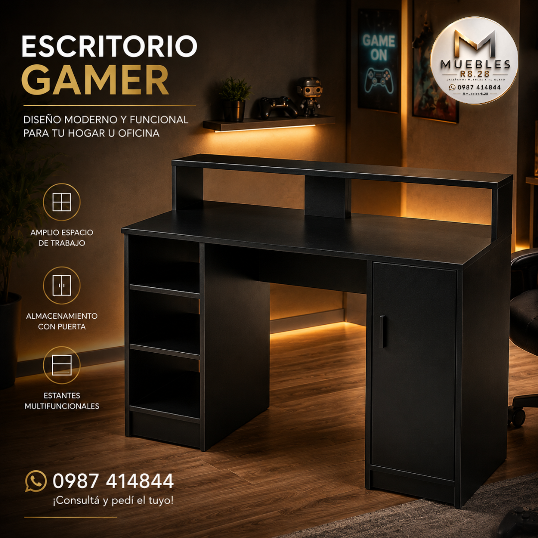 Escritorio Gamer Premium – Rendimiento, Estilo y Organización