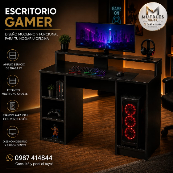 Escritorio Gamer con Espacio para CPU – Máximo Rendimiento y Organización