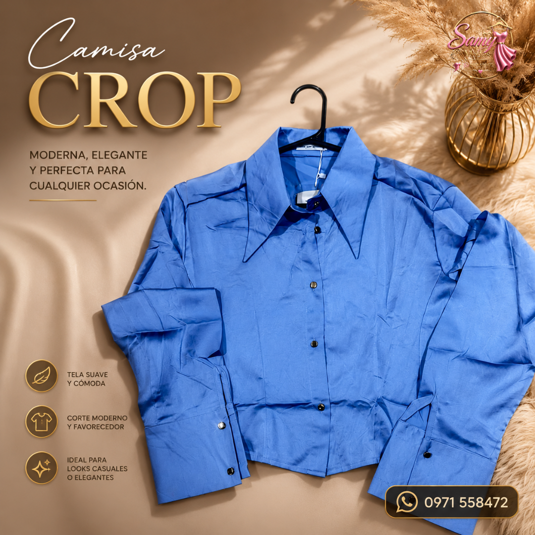 💙 Camisa Crop – Elegancia y Tendencia en un Solo Look 💙