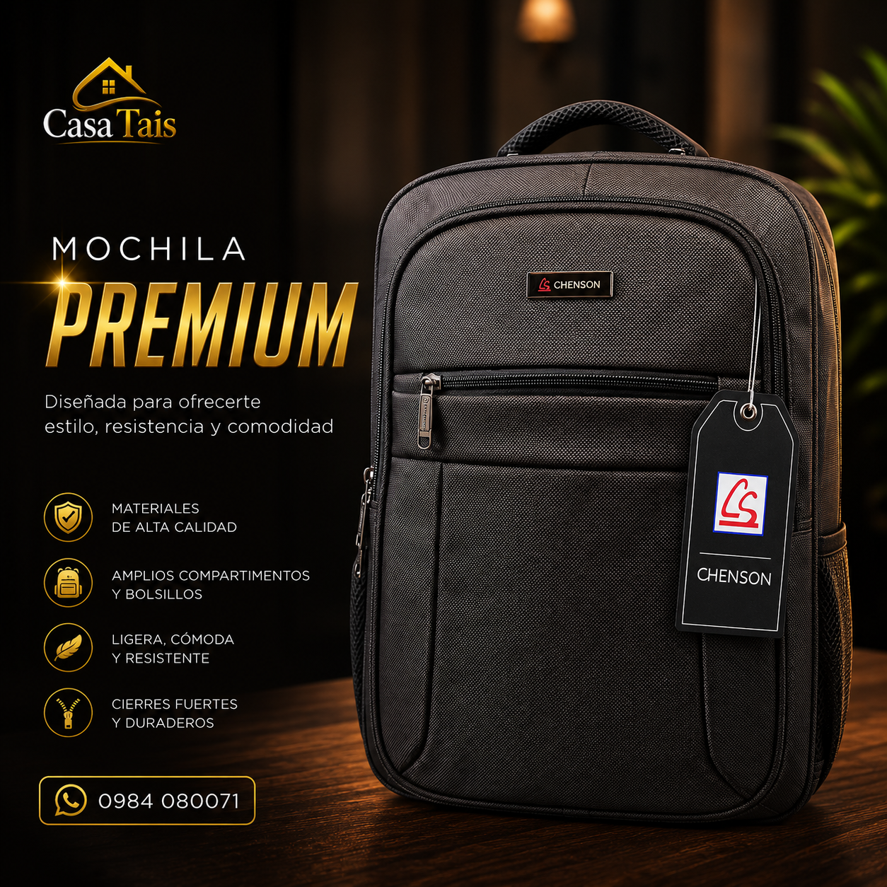 Mochila Premium Chenson – Elegancia, Resistencia y Máxima Organización
