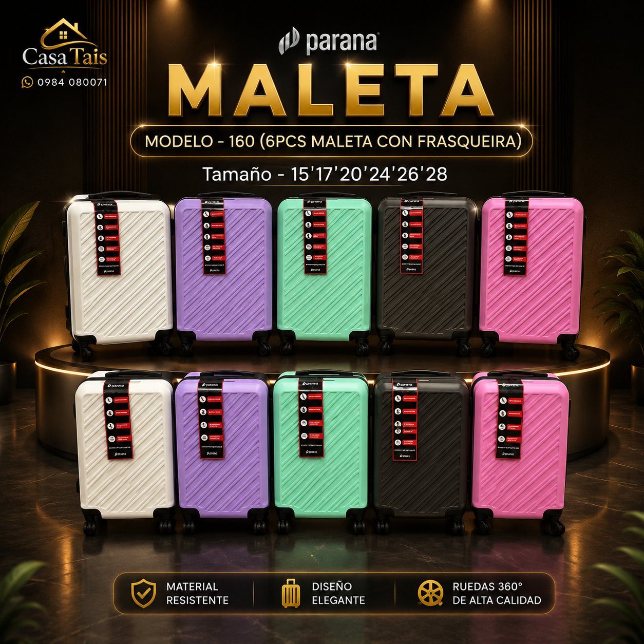 Juego de Maletas Paraná Modelo 160 – Set Completo para Viajar con Estilo