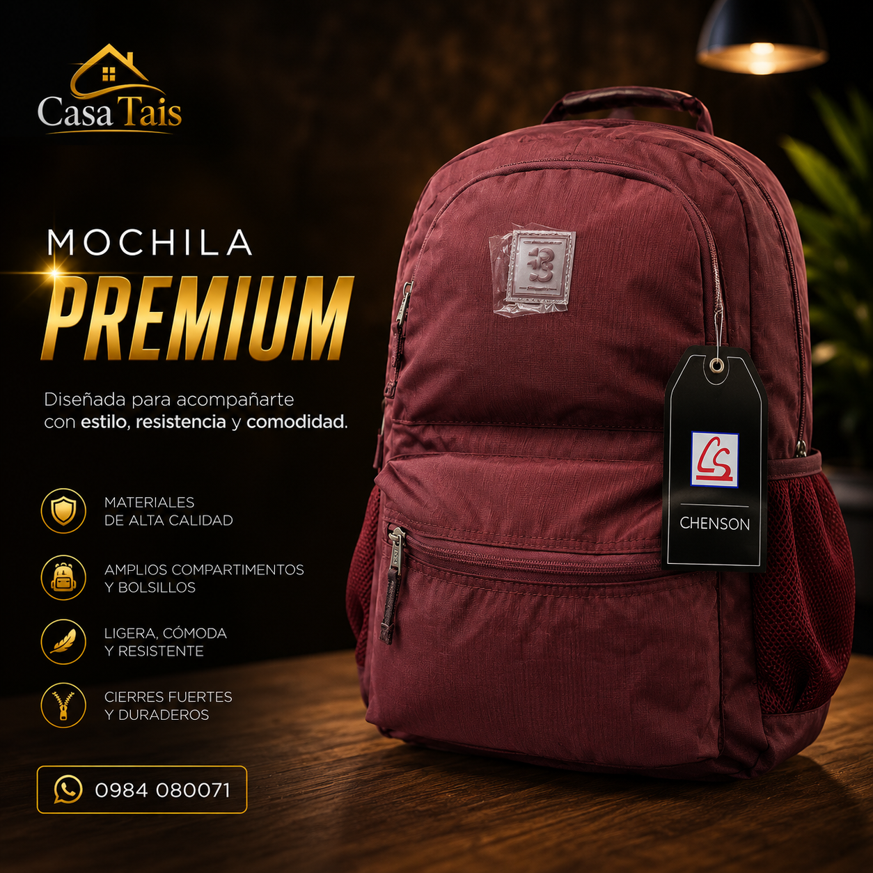 Mochila Premium Chenson – Resistencia, Estilo y Comodidad para Todos los Días