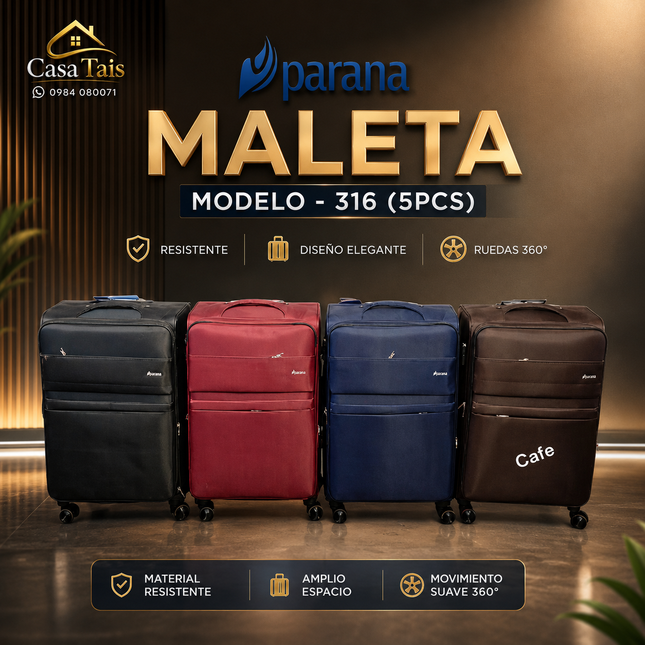 Juego de Maletas Paraná Modelo 316 – Elegancia, Resistencia y Gran Capacidad