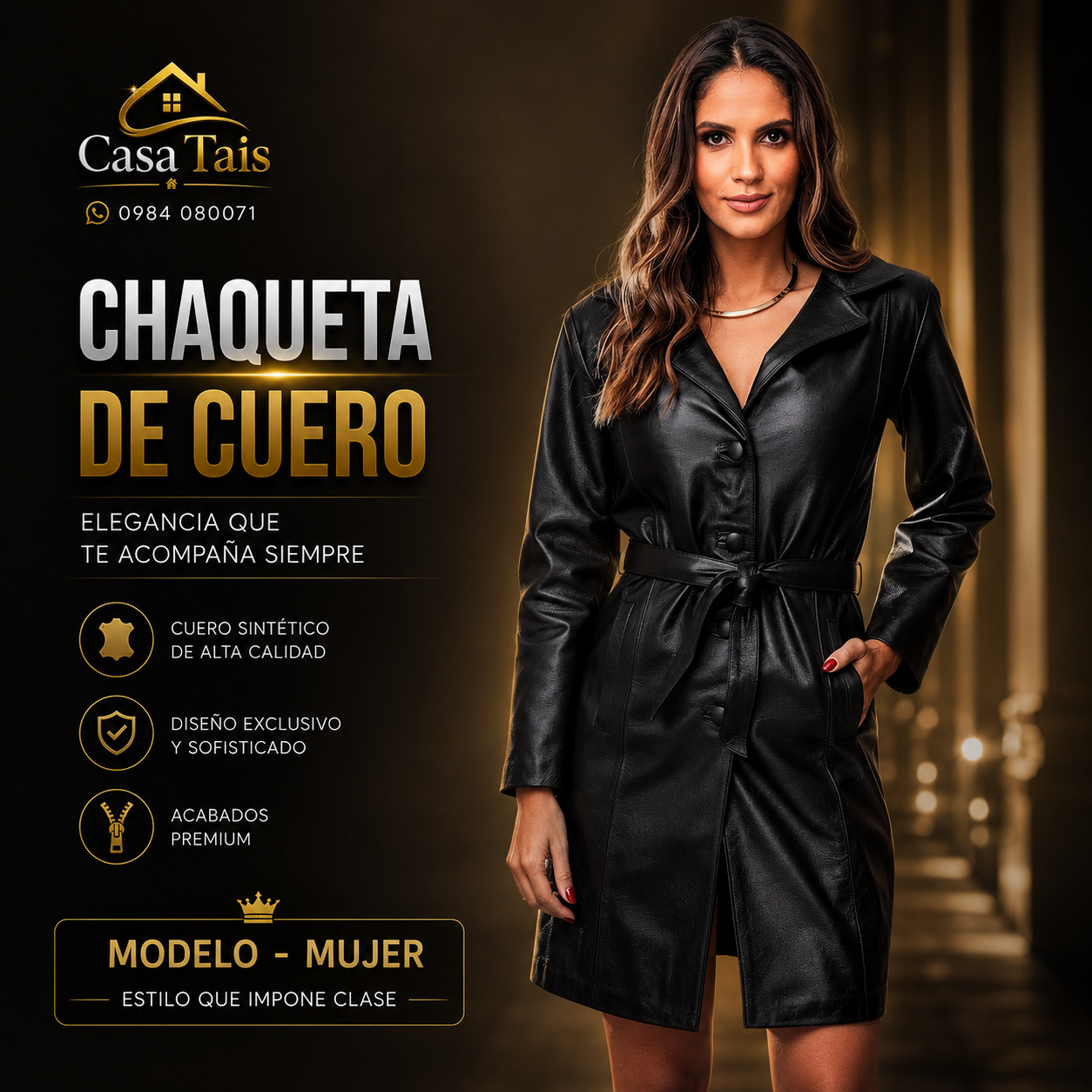 Abrigo de Cuero para Mujer – Elegancia que Te Acompaña Siempre