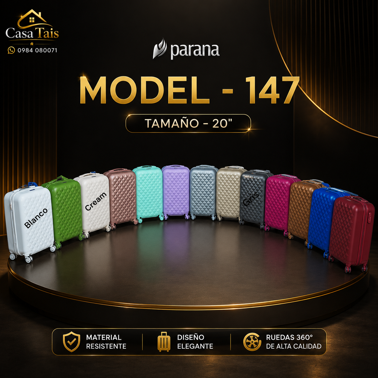 Maleta de Viaje Paraná Modelo 147 – Compacta, Elegante y Resistente