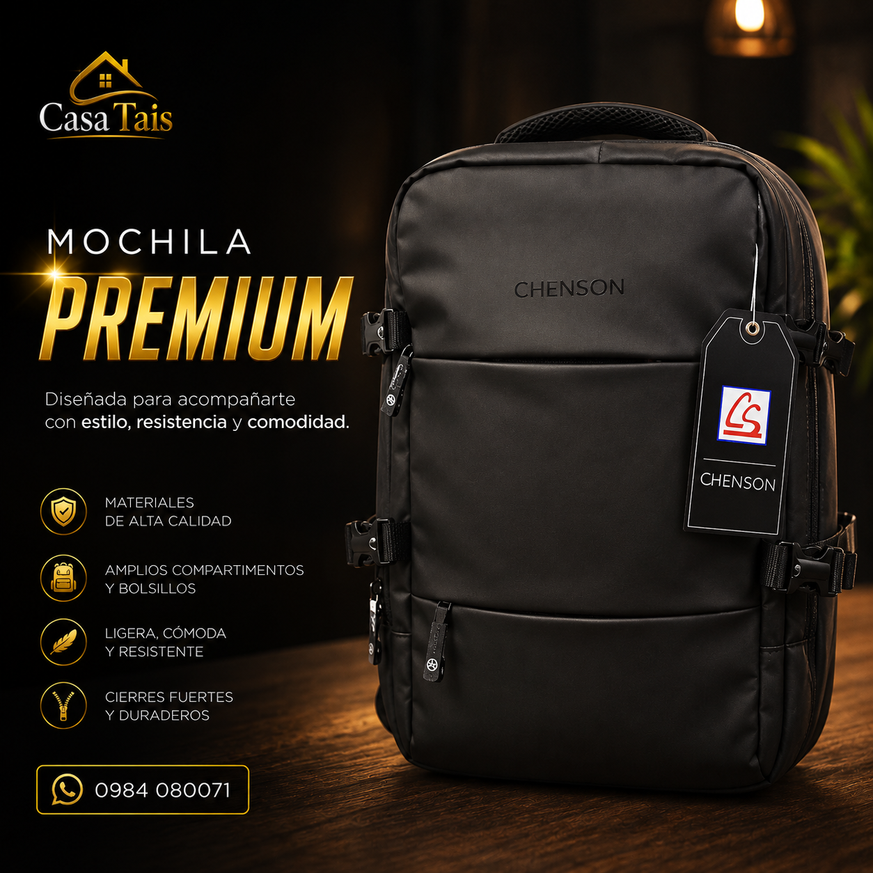 Mochila Premium Chenson – Diseño Moderno, Máxima Capacidad y Calidad Superior