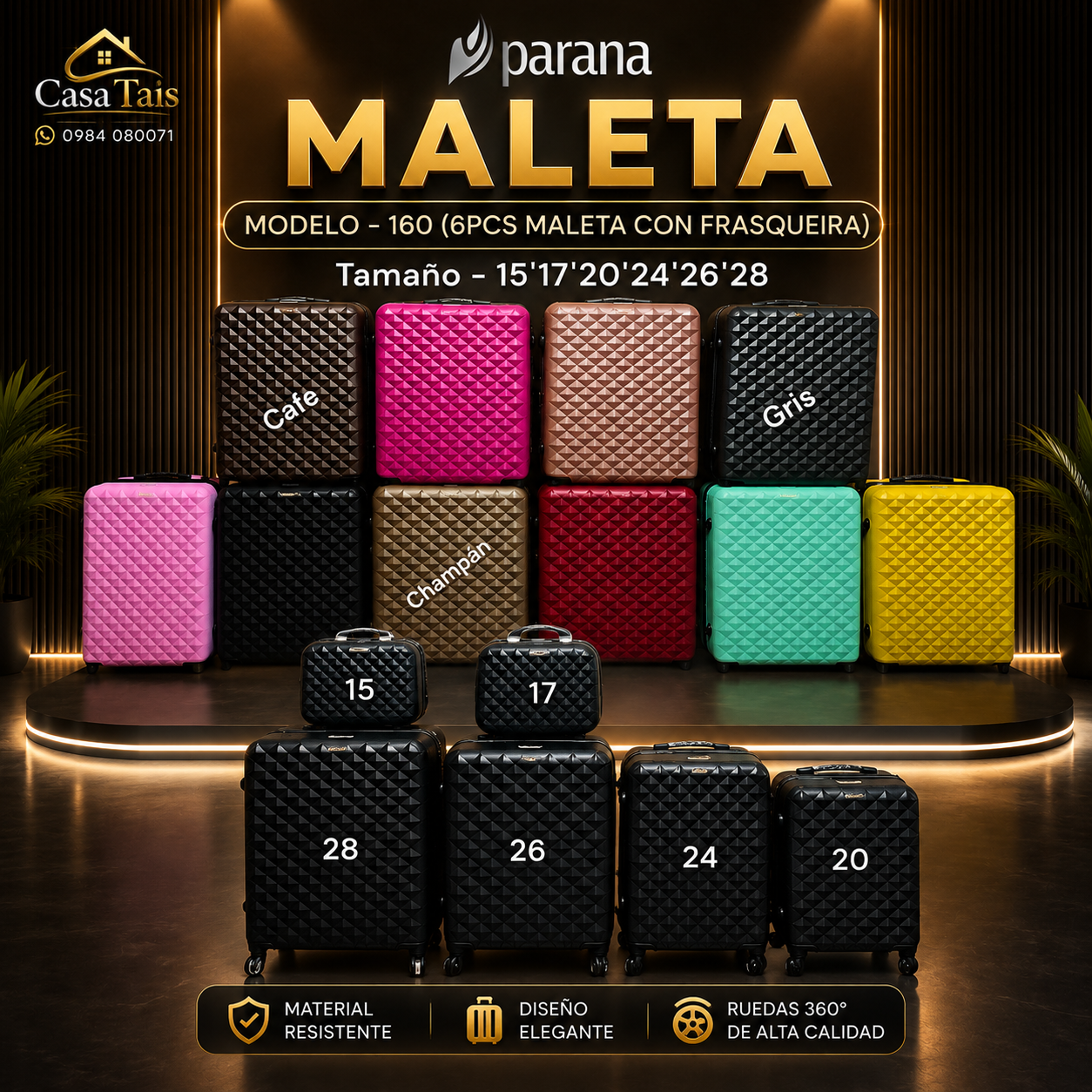 Juego de Maletas Paraná Modelo 160 – Máxima Capacidad, Máximo Estilo