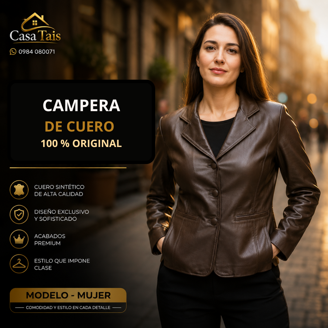 Campera de Cuero 100% Original para Mujer – Elegancia Atemporal