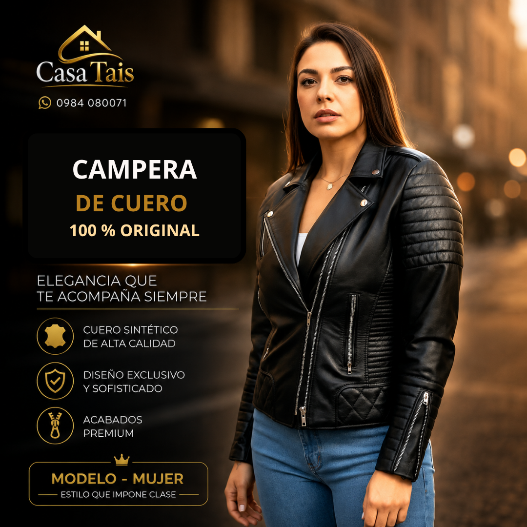 Campera de Cuero 100% Original para Mujer – Elegancia que Te Acompaña Siempre