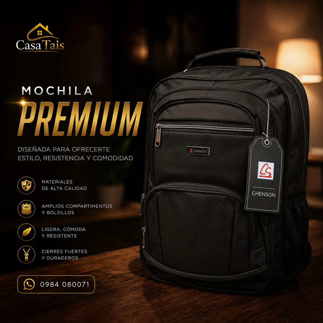 Mochila Premium Chenson – Diseño Ejecutivo, Gran Capacidad y Máxima Resistencia
