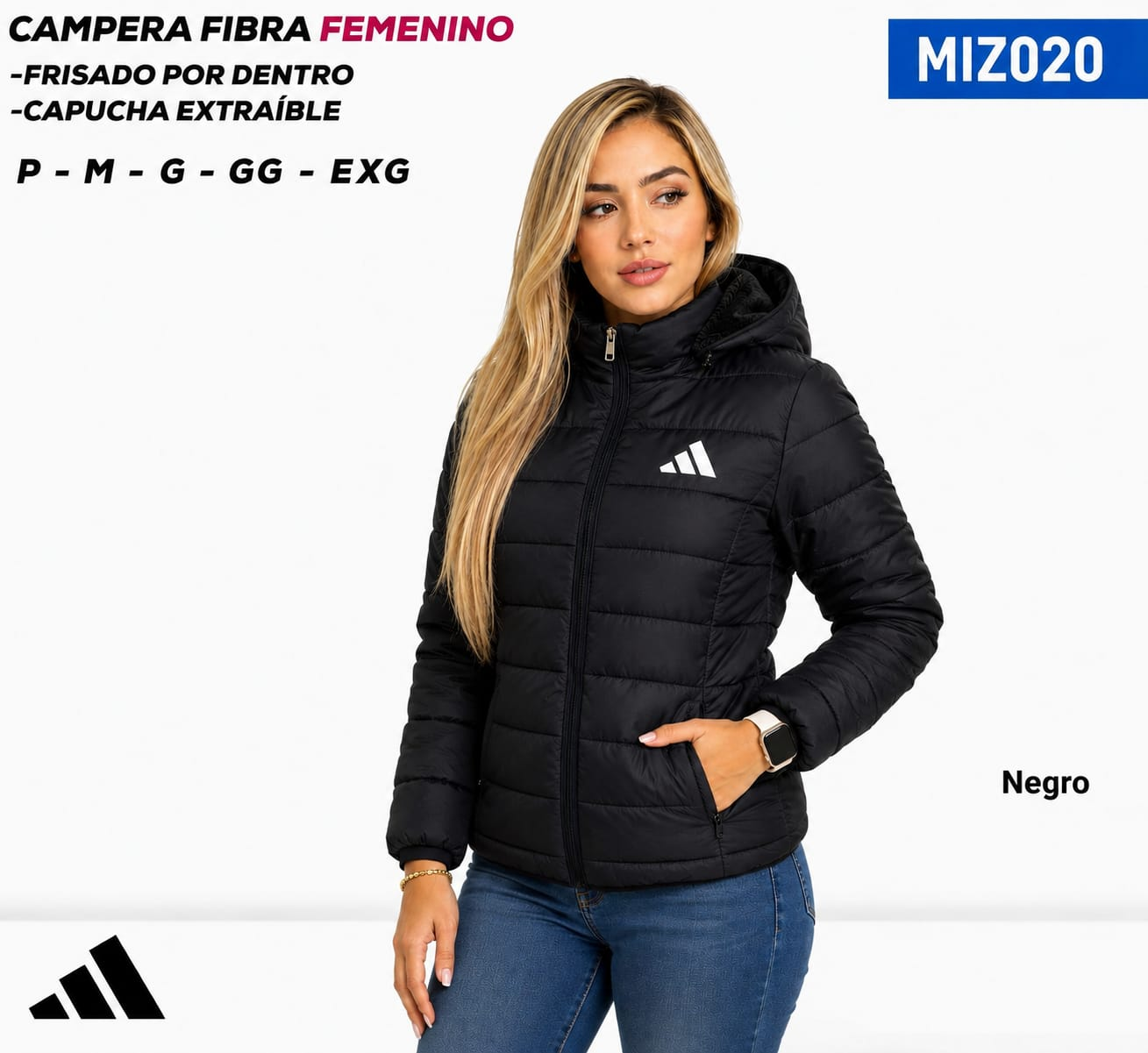 Campera Acolchada Premium para Dama con Capucha Desmontable